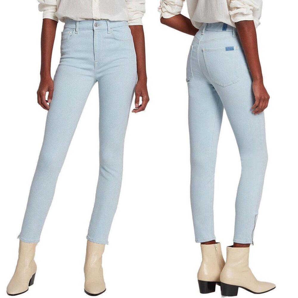 NEW 7 for All Mankind UHR High Rise Light Wash Skinny Ankle Denim Jeans, Size 26